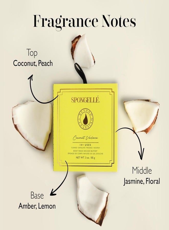 SPONGELLÉ Spongelle Coconut Verbena Wild Flower Buffer Body Scrubber with Box | Bath & Shower Loofah for Women | Exfoliator with Body Wash Infused | 14+ uses - Image 3