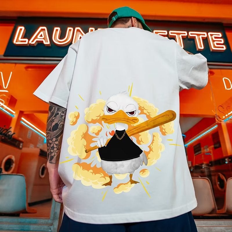 Street Cartoon Trendy Brand Short-Sleeved Men'S Ins Trendy Couple'S Plus Size Plus Plus Size Loose Half-Sleeved T-Shirt - Image 4