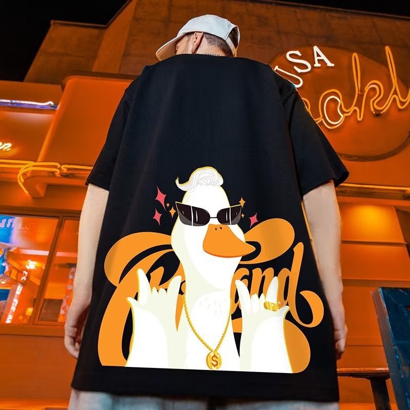Street Cartoon Trendy Brand Short-Sleeved Men'S Ins Trendy Couple'S Plus Size Plus Plus Size Loose Half-Sleeved T-Shirt - Image 5