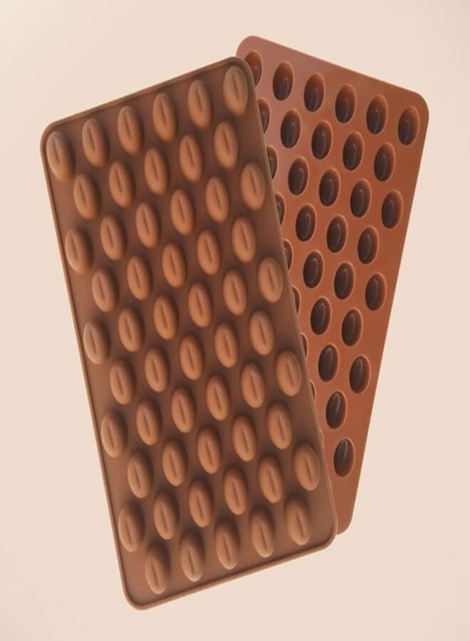 AKOAK Silicone Mold 55 Cavity Mini Coffee Beans Chocolate Sugar Candy Mold Cake Decor,2 Count