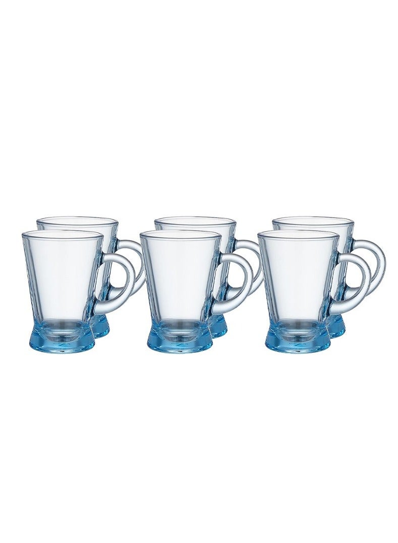 باشاباتشي طقم أكواب شاي زجاجية شفاف وقاعدة زرقاء من Paşabahçe – عدد 6 قطع - Image 4