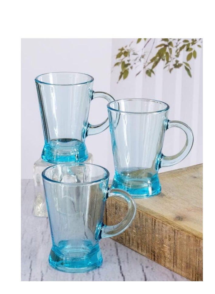 باشاباتشي طقم أكواب شاي زجاجية شفاف وقاعدة زرقاء من Paşabahçe – عدد 6 قطع - Image 1