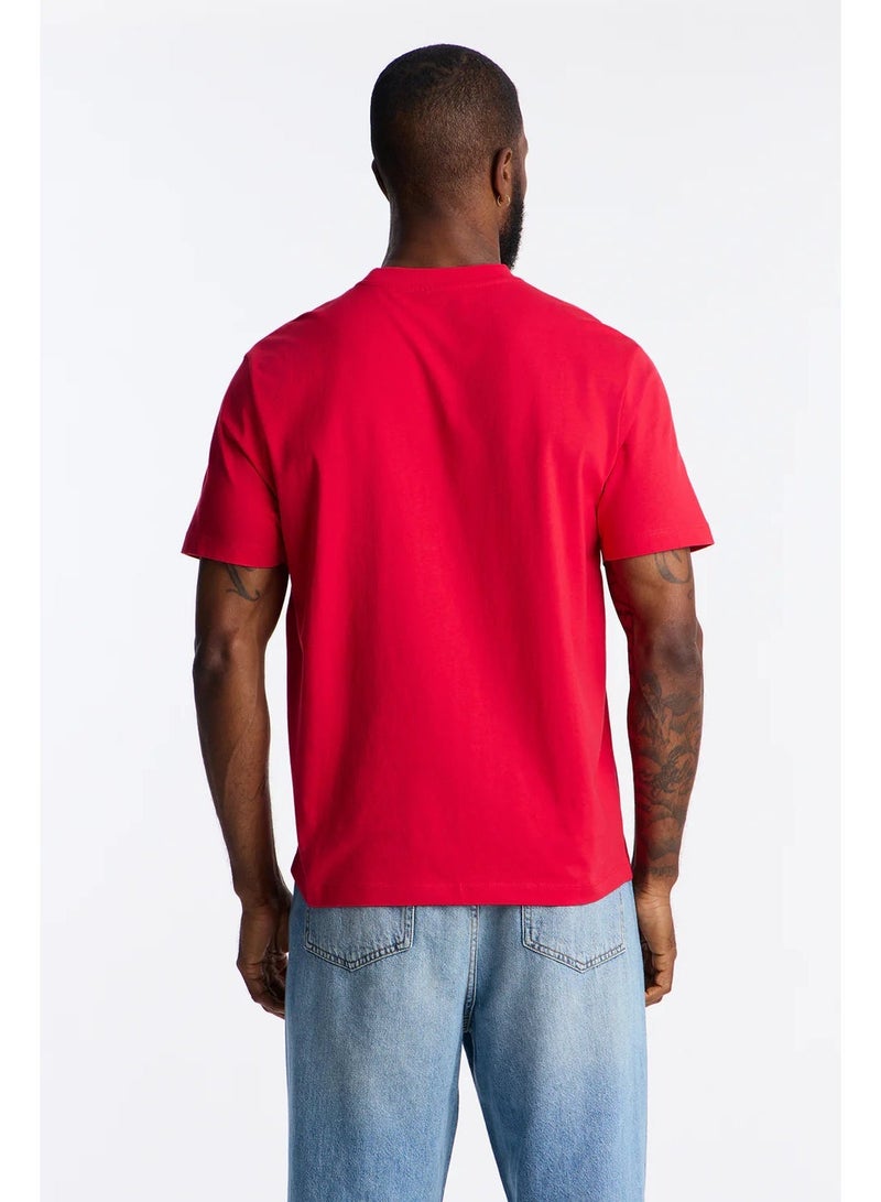LOUD UNIVERSE Red 100% Cotton T-Shirt for Men – Soft Breathable Fabric, Lightweight Comfortable Casual Wear - Image 2