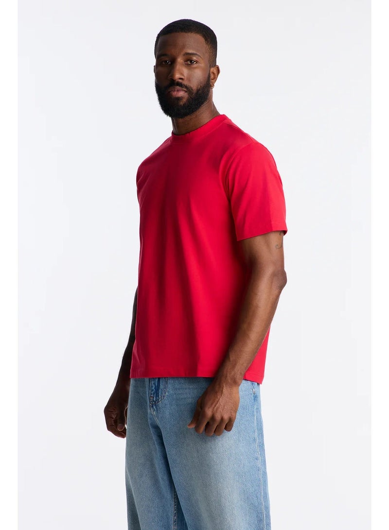 LOUD UNIVERSE Red 100% Cotton T-Shirt for Men – Soft Breathable Fabric, Lightweight Comfortable Casual Wear - Image 1