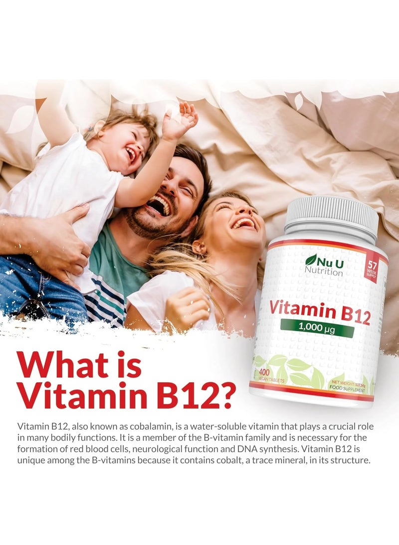 Nu U Nutrition Vitamin B12 1000 mcg – Supports various body functions – 400 vegetarian tablets - Image 5