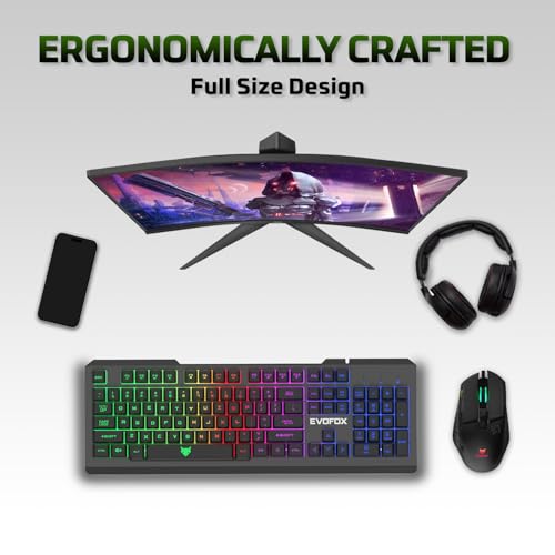EvoFox Warhammer Semi-Mechanical Gaming Keyboard with Breathing Effect LED Backlit | Metal Top | Floating Keycaps | 19 Anti Ghosting Keys | Windows Lock Key | Braided Cable | (Black) - Image 4
