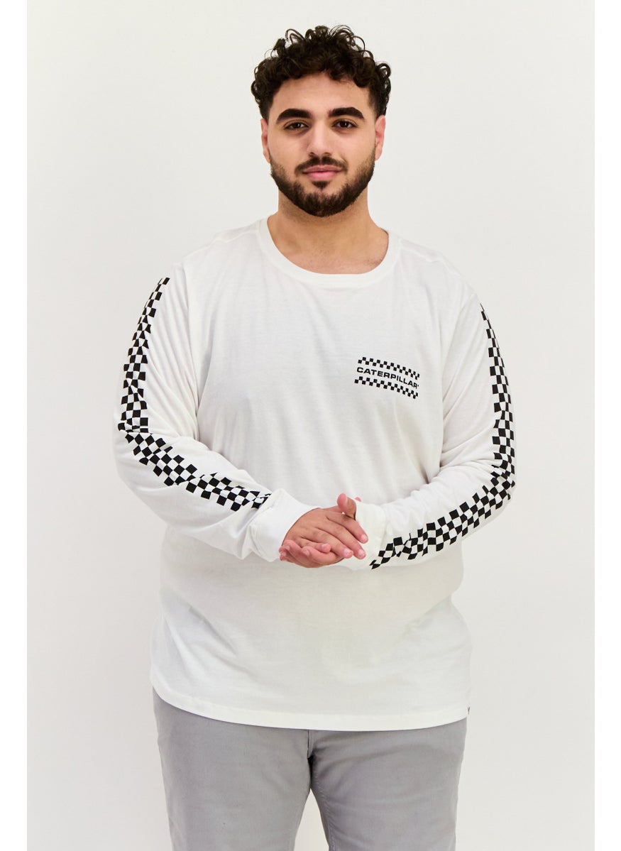 CATERPILLAR - Men Crew Neck Short Sleeve Checkered Flag T-shirts, White - Image 1