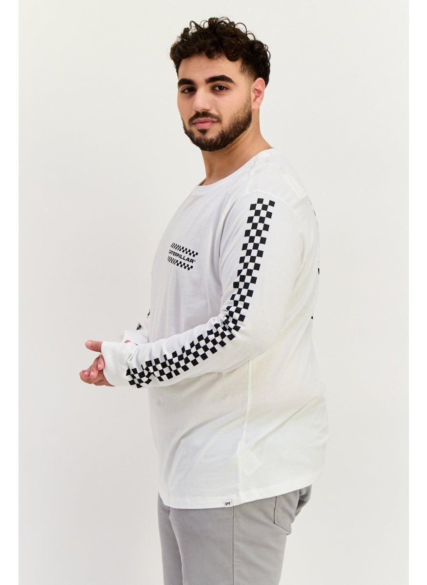 CATERPILLAR - Men Crew Neck Short Sleeve Checkered Flag T-shirts, White - Image 1