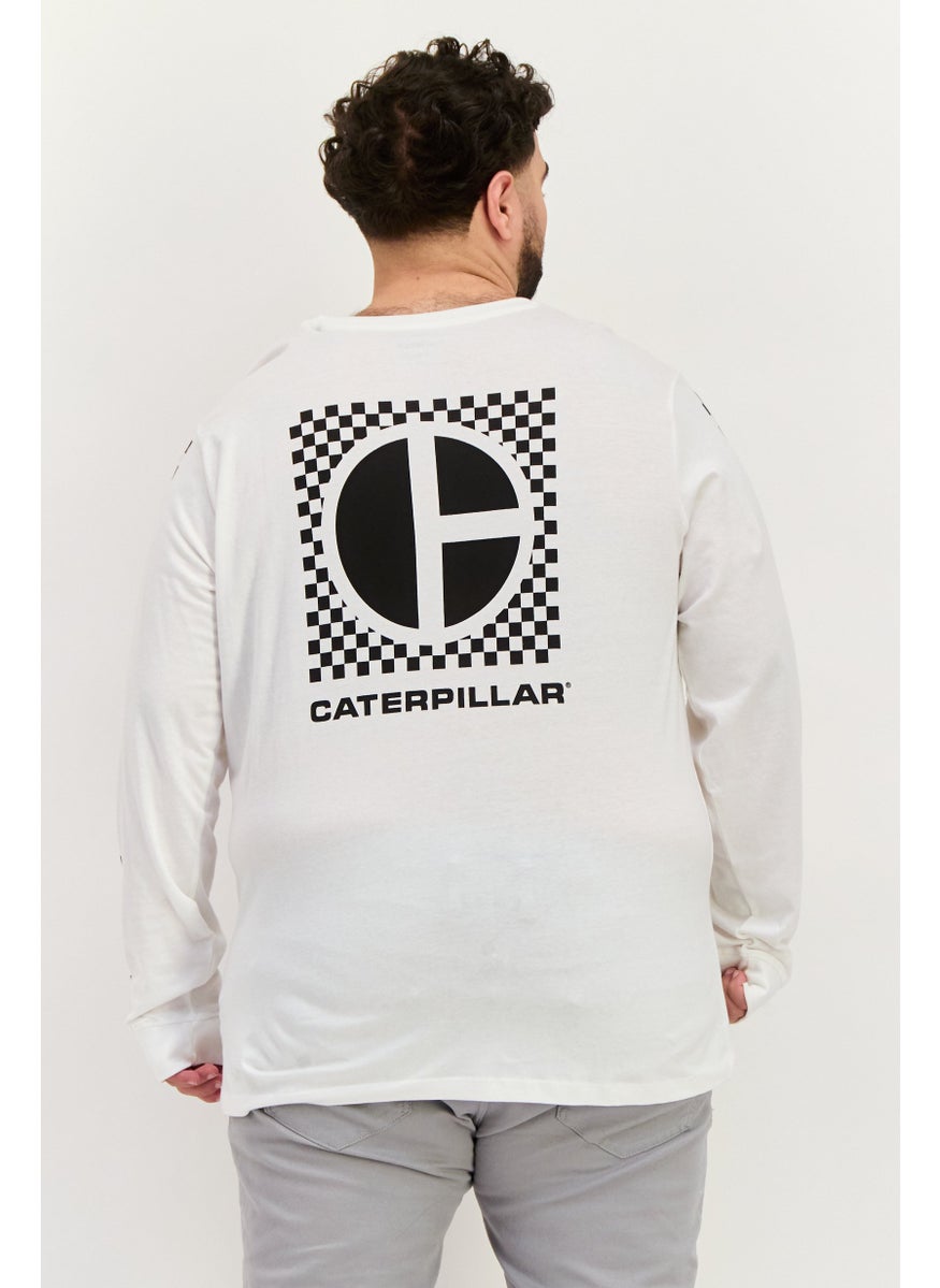 CATERPILLAR - Men Crew Neck Short Sleeve Checkered Flag T-shirts, White - Image 1