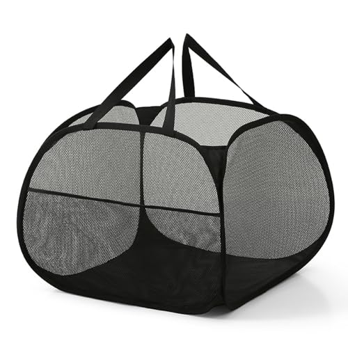 Kimmama Collapsible Mesh Laundry Basket,Foldable Pop Up Laundry Hamper with Side Pocket,Removable Clothes Storage Bin with Handle for Laundry Room,College Drom,Bathroom,Kid Room,Travel,95L,Black - Image 1