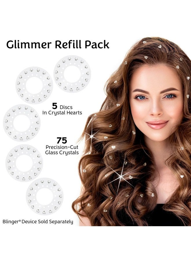 Blinger blinger Crystal Refill Pack | 5 Discs - 75 Precision-Cut Glass Crystals | Styling Tool not included | Crystal Hearts 6 mm - Image 2