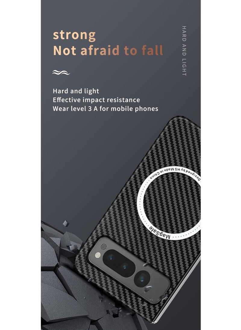 SYOSI Magnetic Case for Google Pixel Fold, Aramid Fiber Case Compatible with MagSafe Wireless Charging Anti-Scratch Shockproof Slim & Light Phone Case for Pixel Fold (Blue, Purple) - Image 4