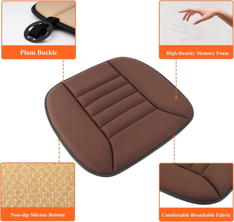 kingphenix Car Seat Cushion with 1.2inch Comfort Memory Foam, Seat Cushion for Car and Office Chair (Brown) - Image 4