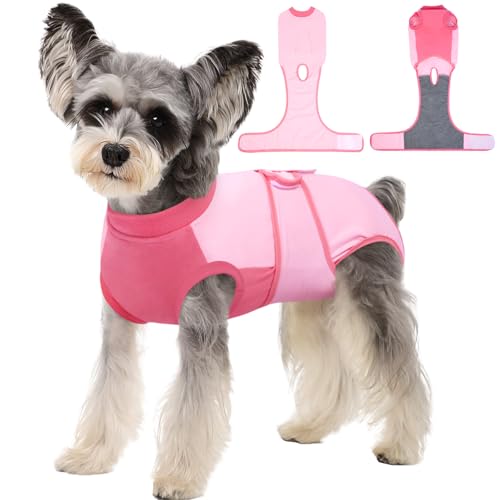 Kuoser Recovery Suit for Dogs Soft Dog Spay Suit for Female Surgery Recovery Breathable Dog Neuter Recovery Suit Male Anti Licking Dog Onesie for Abdominal Wounds Cone Alternatives Pink S - Image 1