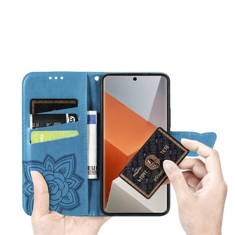 Leather Texture Protective Case for Redmi Note 12 Pro with Kickstand and Full Coverage plus Flip Cover plus Embossed Pattern in Rose Gold - Image 2