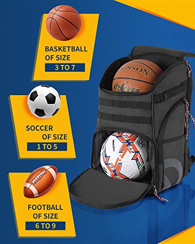 TRAILKICKER Basketball Bag Backpack with Ball Holder Multi-Sport Backpack for Soccer Volleyball Football Baseball Helmet (TK2-Gray, Large) - Image 3