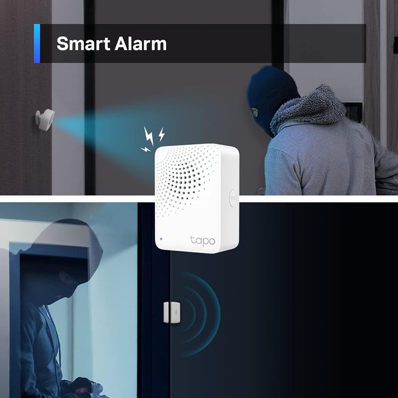 تابو مركز تحكم ذكي من TP-Link Tapo مزود بجرس مدمج، يتطلب شبكة Wi-Fi بتردد 2.4 جيجاهرتز، يوفر اتصالات طويلة المدى وموثوقة مع أجهزة Tapo الذكية، ويستخدم بروتوكول لاسلكي منخفض الطاقة (Sub-1G)، ويمكنه التواصل مع ما يصل إلى 64 جهازًا ذكيًا. Tapo H100 - Image 5