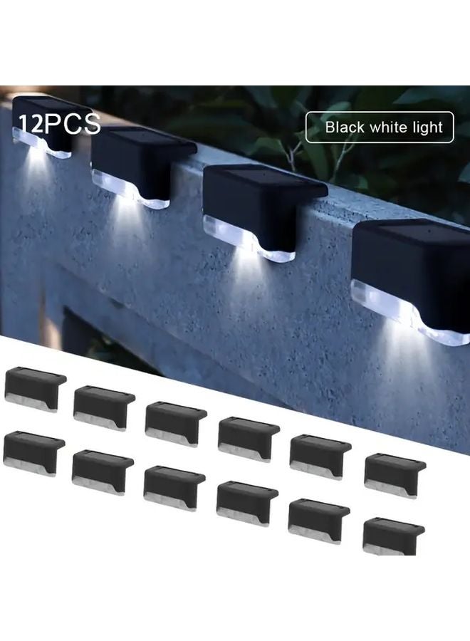 12Pcs Black Solar Step Lights Outdoor LED Deck Lights For Garden Path - Image 1