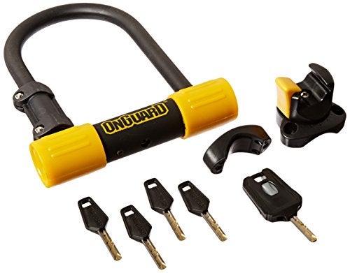 OnGuard Bulldog Mini DT U-Lock – 11–13 mm Hardened Steel Shackle with X2P Double Bolt Lock, Z-Cylinder Core & 4 ft Cable – 185 mm (7.3 in) Length – High-Security Compact Bike Lock with 5 Keys & LED - Image 1