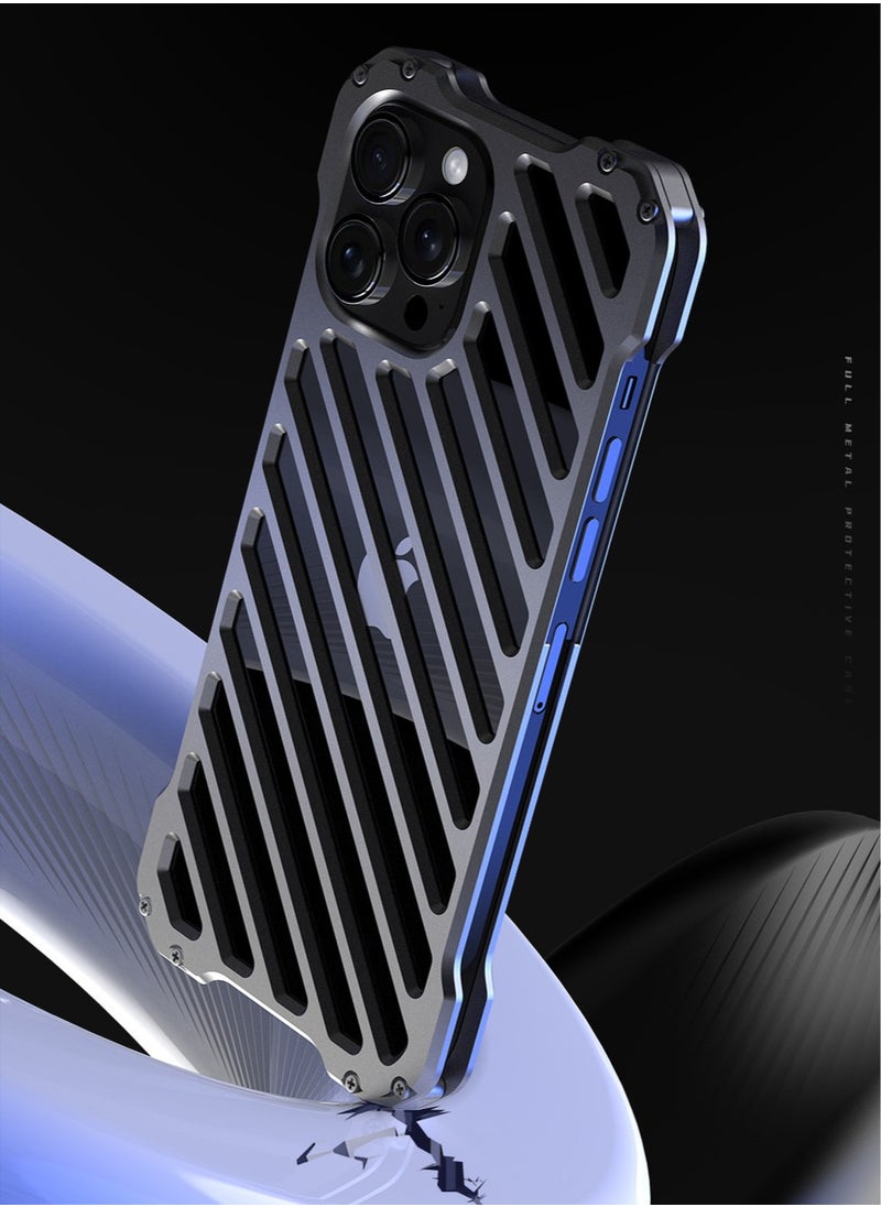 General Full Metal Case for iPhone 16 Pro Max, Ultra Lightweight Aluminum Alloy Hollow Enhanced Heat Dissipation Design No Signal Interference Shockproof Case (16 Pro Max)  - Image 4