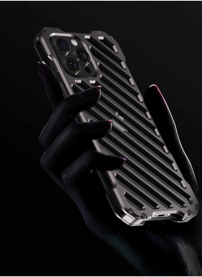General Full Metal Case for iPhone 16 Pro Max, Ultra Lightweight Aluminum Alloy Hollow Enhanced Heat Dissipation Design No Signal Interference Shockproof Case (16 Pro Max)  - Image 5