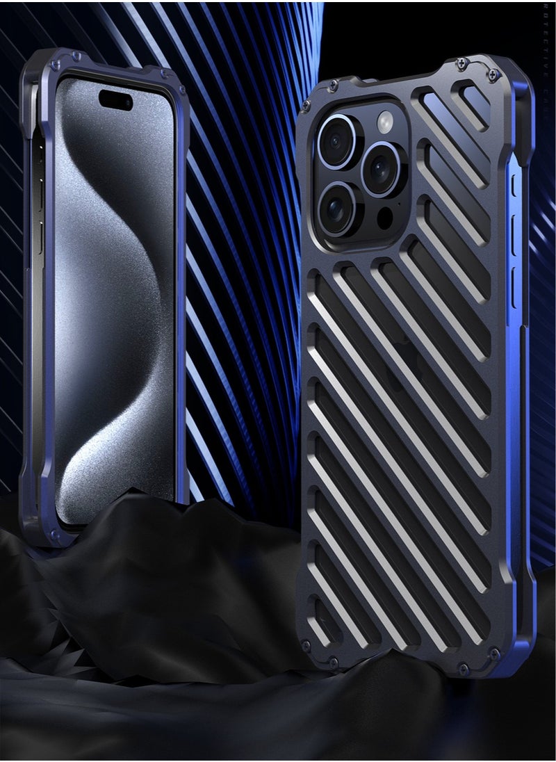 General Full Metal Case for iPhone 16 Pro Max, Ultra Lightweight Aluminum Alloy Hollow Enhanced Heat Dissipation Design No Signal Interference Shockproof Case (16 Pro Max)  - Image 3