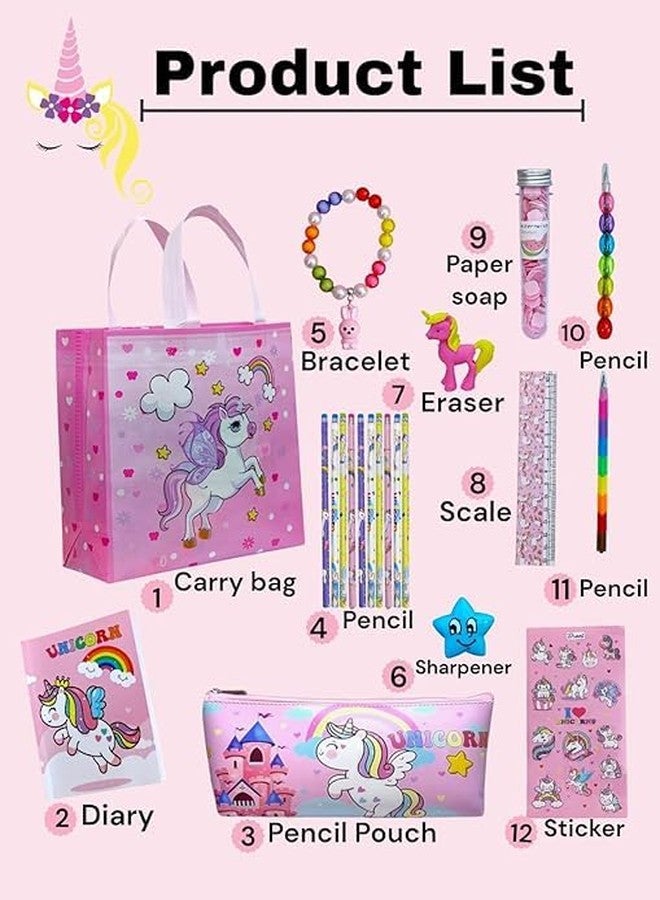 Tera13 TERA 13 Unicorn Stationery Combo for Girls 12pcs Stationery Set, Cute Stationary for Girls, Unicorn Stationary Kit for Kids Return Gift for Girls, Stationary Set Return Gifts, Diwali Gift for Kids - Image 2