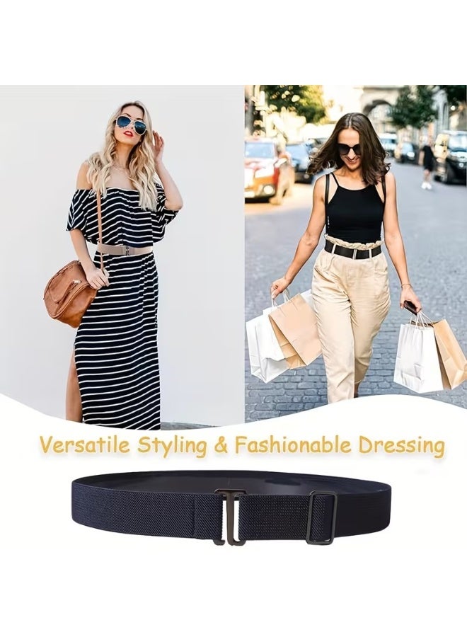 Goolsky Women's Minimalist Elastic Waistband Belt - No Buckle Stretchy Casual Retro Belt for Jeans, Pants, Dresses - Multi-Occasion Wear - Image 4