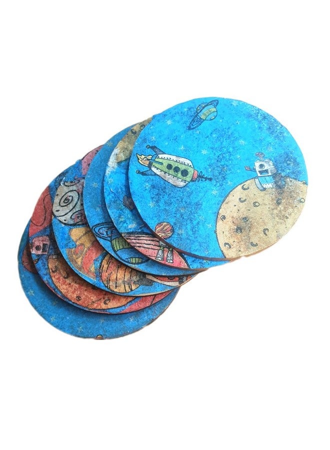 kaiporul Space Rocket Theme Coasters 6 pc with Stand - Image 1