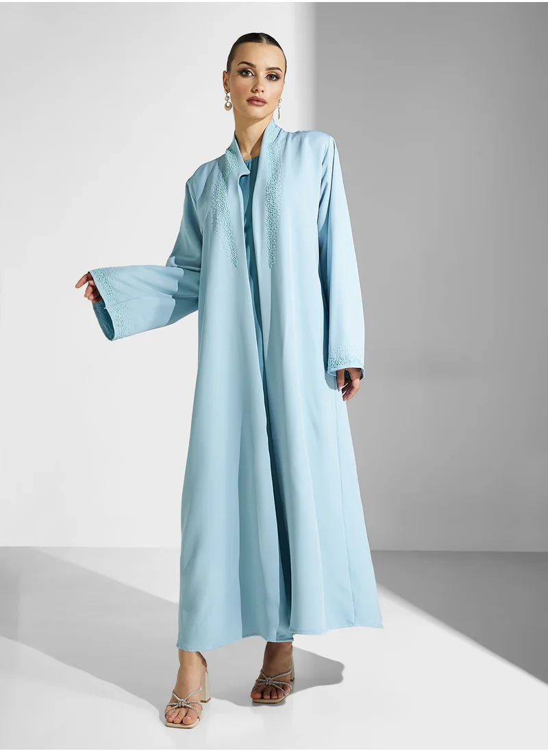 hayas closet Open Front Flared Sleeve Abaya