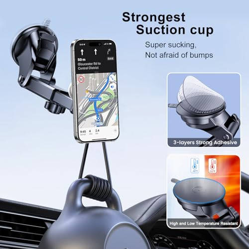 JCTRIWAY Car Mount for Pop Socket, Dashboard Windshield Car Phone Holder Compatible with Popsocket, Powerful Suction Cup Car Phone Mount Fits All Smartphones with Pop Grip - Image 4