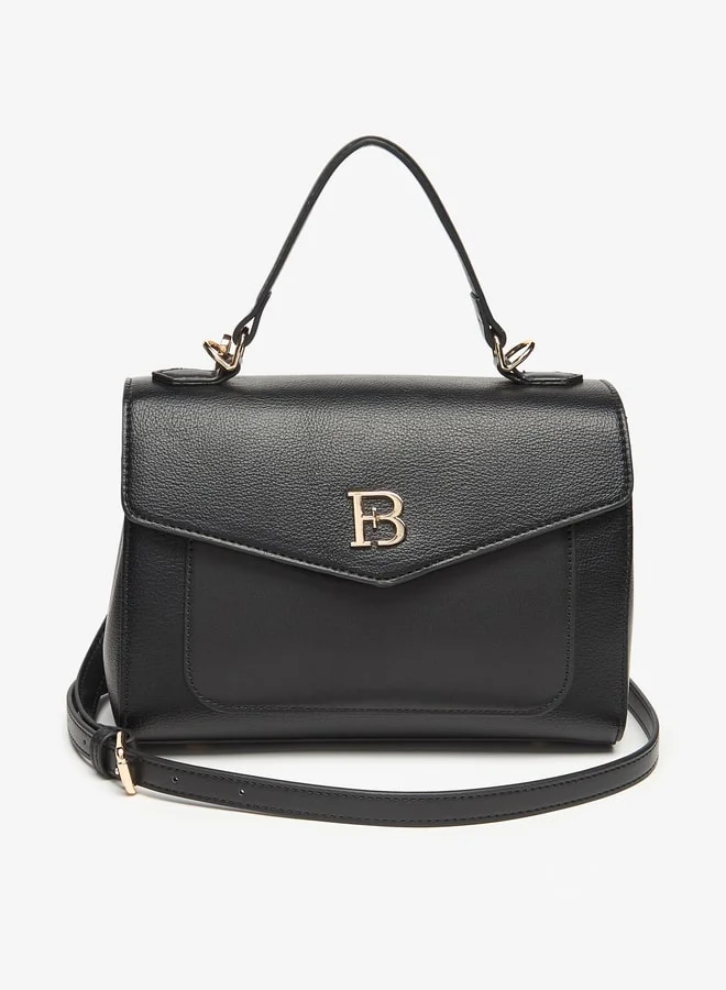 Flora Bella By Shoexpress Women Textured Satchel Bag with Adjustable Strap and Magnetic Button Closure