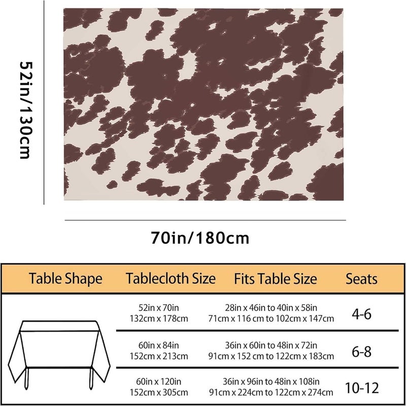 TKS MITLAN Cow or Horse Tablecloth 52 x 70 Inch Rectangular Brown Spots Animal Skin Cow Horse Print Oblong Table Cloth Kitchen Table Decorations for Home Dinner Party - Image 3