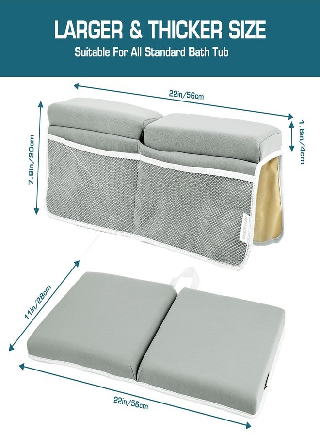 OFiSEXPT Bath Kneeler and Elbow Rest Pad, Thick Quick Dry Kneeling Pad, Elbow Support, Large Bathtub Kneeling Mat with Toy Organizer for Baby Bathing (Grey) - Image 3