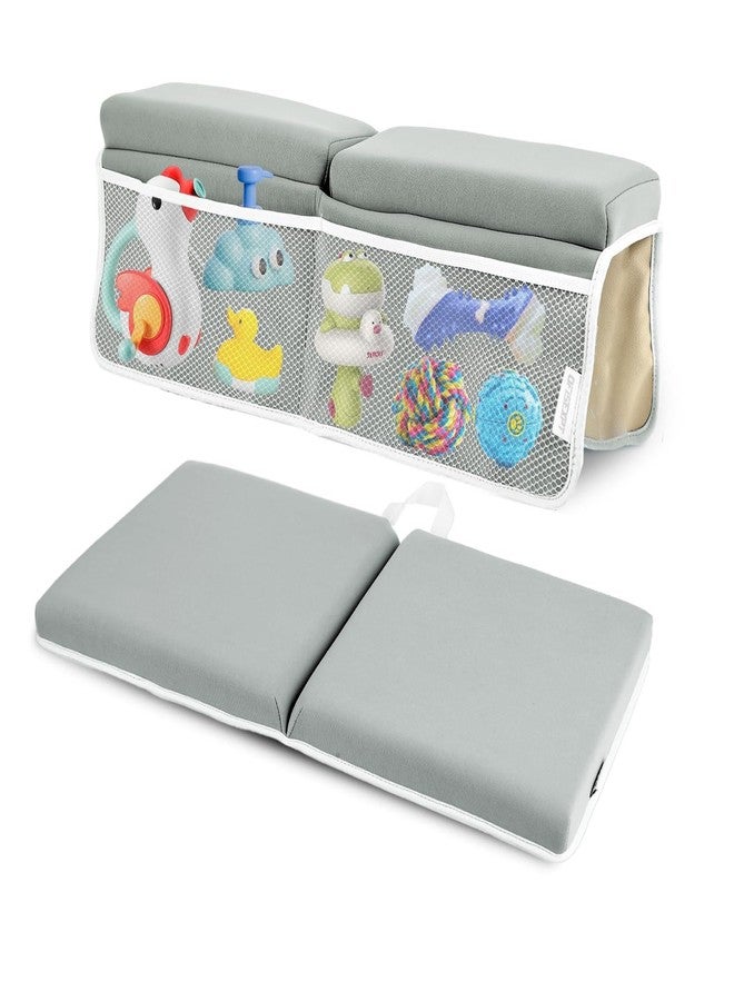 OFiSEXPT Bath Kneeler and Elbow Rest Pad, Thick Quick Dry Kneeling Pad, Elbow Support, Large Bathtub Kneeling Mat with Toy Organizer for Baby Bathing (Grey) - Image 1