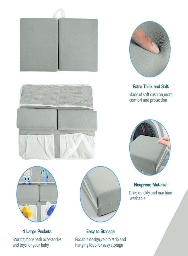OFiSEXPT Bath Kneeler and Elbow Rest Pad, Thick Quick Dry Kneeling Pad, Elbow Support, Large Bathtub Kneeling Mat with Toy Organizer for Baby Bathing (Grey) - Image 5