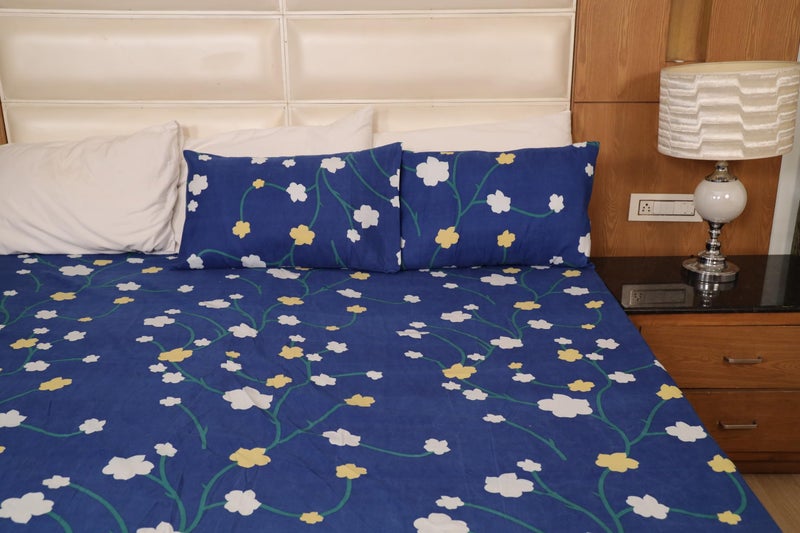 Status Contract Cotton Rich Double Fitted Bedsheet with 2 Pillow Covers for Bed Room, Home, Hotel-120 GSM (D2) - Image 4
