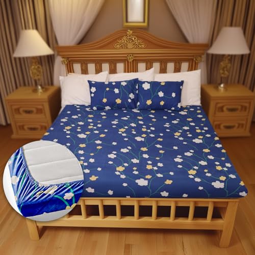 Status Contract Cotton Rich Double Fitted Bedsheet with 2 Pillow Covers for Bed Room, Home, Hotel-120 GSM (D2) - Image 1