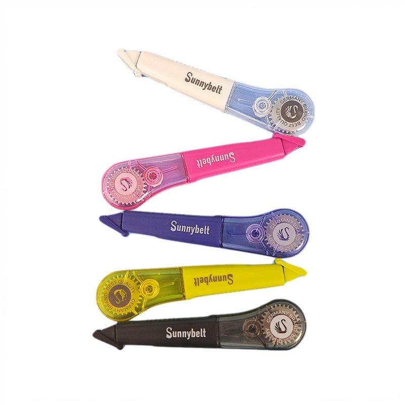 WISOPTUS 19.69ft Correction Tape Pen, 5-Count Pack, Dry Instantly, Stretch Resistant, not Easy to Break, as Smooth as Writing, Perfect for School, Office Supplies, Black White Red Yellow Blue - Image 1