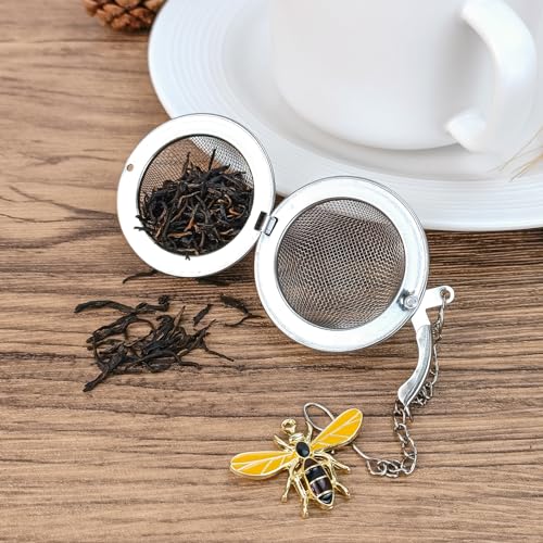 YOIYINI Stainless Steel Mesh Tea Infuser, 2.1 inch Tea Ball with Honey Bee Pendant Tea Strainer Tea Diffuser Tea Steeper for Filtering Tea,Tea Infusers for Loose Tea (Bee, 2PC) - Image 4