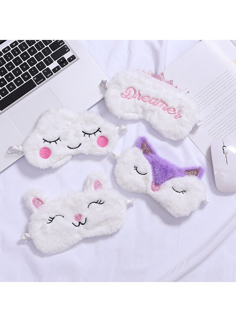 general 3D Super Soft Comfortable Eye Mask, Animal Eye Mask, 4 Pieces Cute Sleeping Mask Soft Fluffy Plush Sleeping Mask for Sleep Travel Naps - Image 1