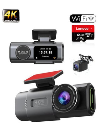 Dash Camera 4K Ultra-high Definition Dual-lens Driving Recorder Front 4K Rear 1080P 64GB Memory Card Built-in WIFI Loop Recording 170-degree Wide Angle Dash Cam - pzsku/Z717C69EB04F3E1C2239DZ/45/_/1714098819/0dd549e0-bac6-4956-9577-d298d04746e2