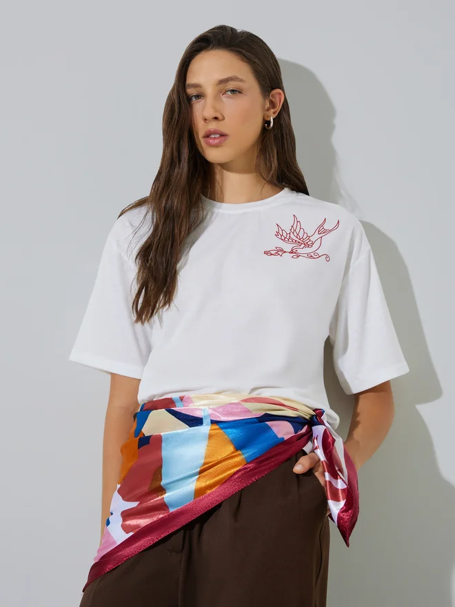 Styli Styli White Round Neck Oversized T-Shirt