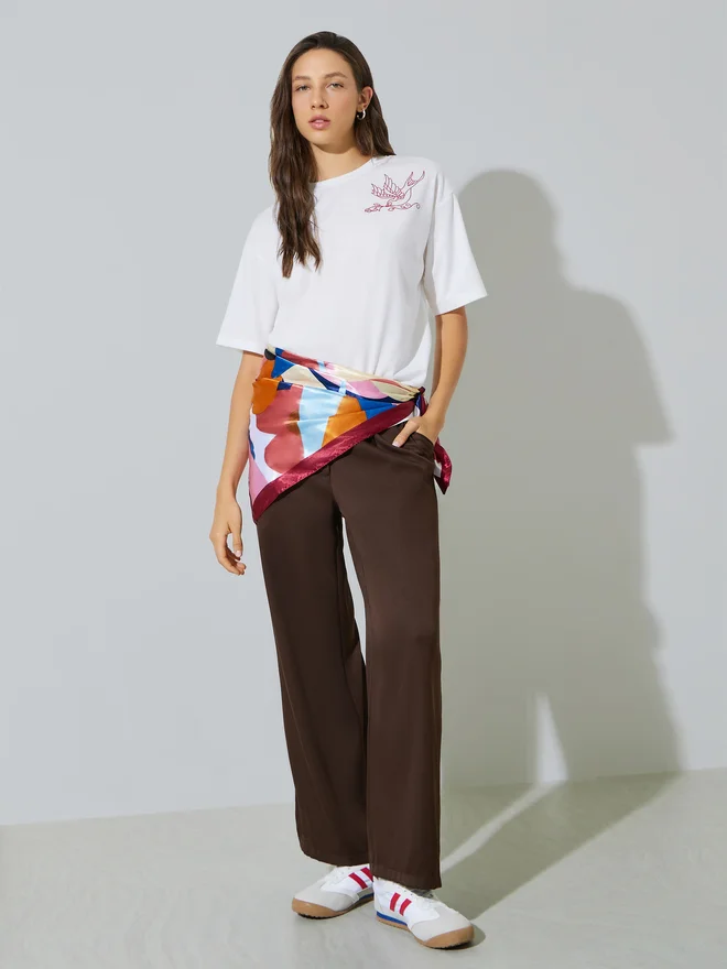 Styli Styli White Round Neck Oversized T-Shirt
