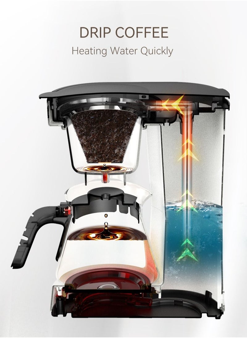 HiBREW HiBREW 3 in 1 America Drip Coffee Machine Pour Over Coffee Maker Glass Teapot Hot Tea Maker H12 White  - Image 5