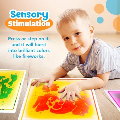 SMALL FISH Sensory Floor Tiles for Kids Toddlers 6 Pack Liquid Play Mats 12x12 Squares Autism Sensory Puzzle Pad Lava Tiles Games Dance Step Pads Preschool Classroom Montessori Gross Motor Daycare Toys - Image 5