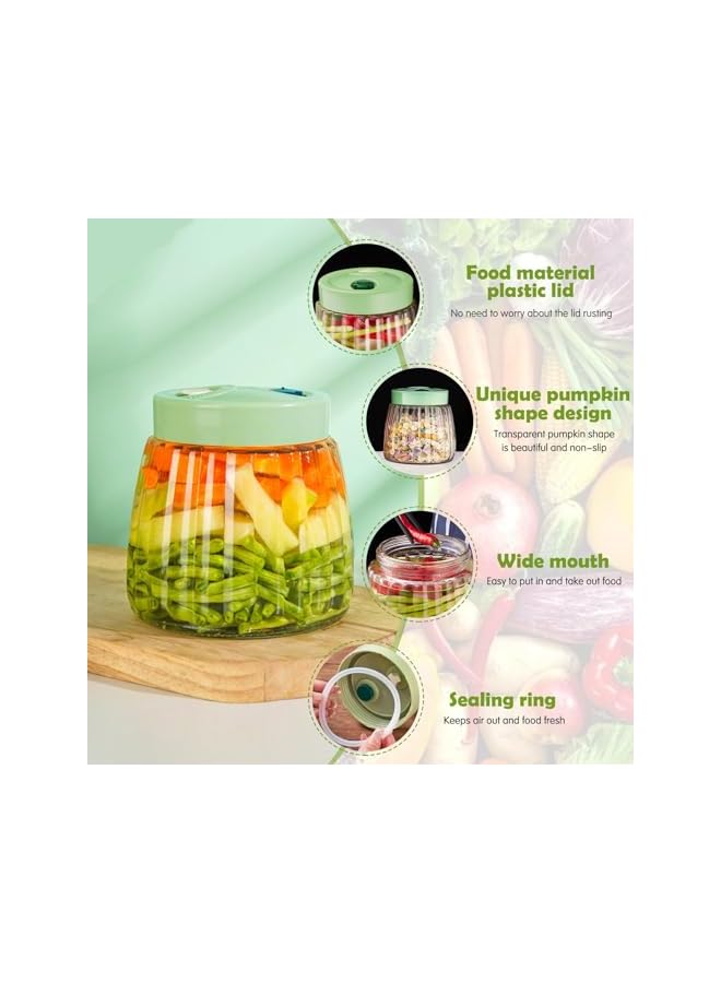 Green Tiger 1L Fermentation Jars Set - 2 Pack Kimchi Containers with Air Release Vents, Ideal for Fermenting Kimchi, Sauerkraut- Mason Jars with Lids for Home Fermentation - Image 2