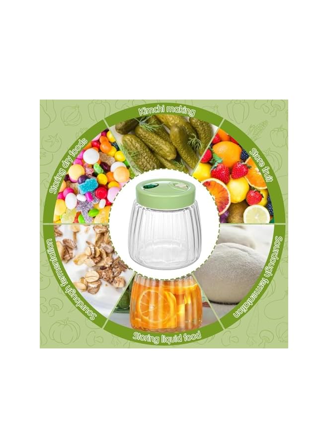 Green Tiger 1L Fermentation Jars Set - 2 Pack Kimchi Containers with Air Release Vents, Ideal for Fermenting Kimchi, Sauerkraut- Mason Jars with Lids for Home Fermentation - Image 4