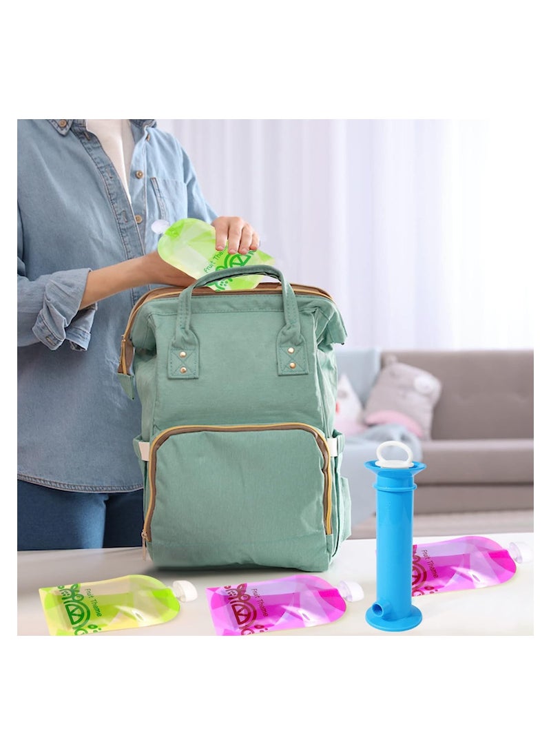 SYOSI - Baby Food Maker, with 4pcs reusable pouches for Toddlers Baby, Portable Baby Food Pouches Refillable Kit, with Bottom Double Lock Zipper, for Applesauce Yogurt Smoothie - Image 1