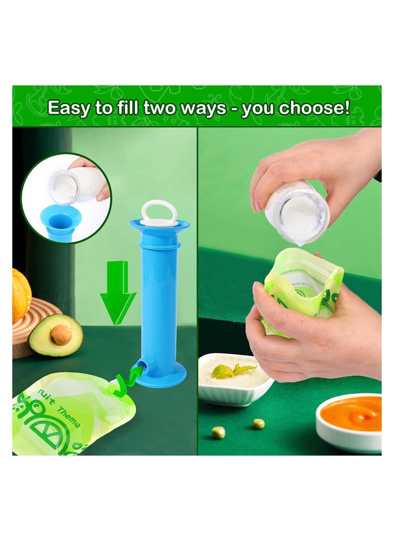 SYOSI - Baby Food Maker, with 4pcs reusable pouches for Toddlers Baby, Portable Baby Food Pouches Refillable Kit, with Bottom Double Lock Zipper, for Applesauce Yogurt Smoothie - Image 1